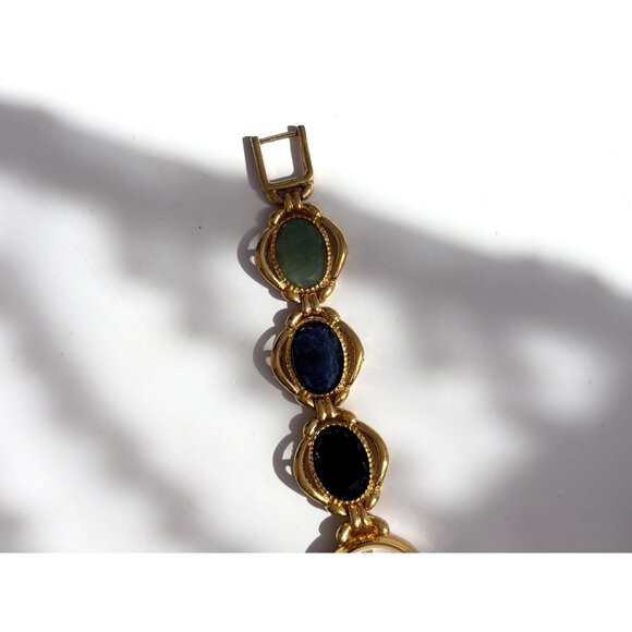 Gem Time Mother of Pearl Rhinestone Gold T Vintage Wristwatch - 22mm - WORKS! - Picture 4 of 10